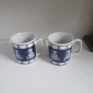 Curzon Blue and White Ceramic Mugs Set